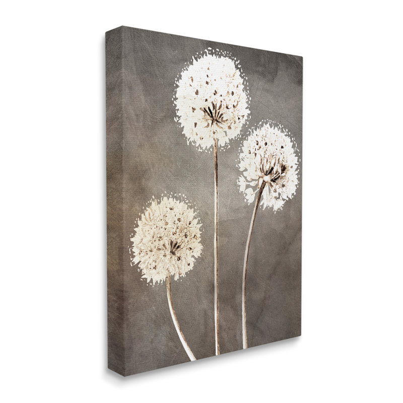 «Fluffy Dandelion Plants Wildflower Botanical Blooms» par Kim Allen - reproduction rectangulaire sur toile