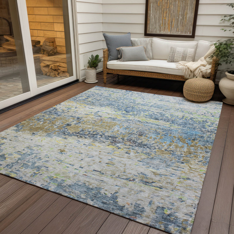 Tapis d'intérieur / extérieur bleu Talia , 5' x 7'6"