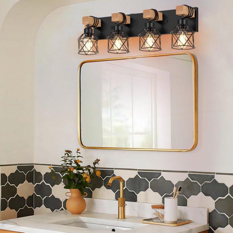 Dimmable Vanity Light, 4 Lights, Black