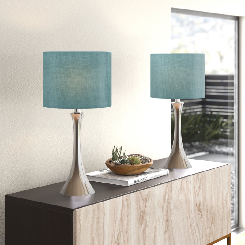 Adonis Metal Lamp, Brushed Nickel, Turquoise