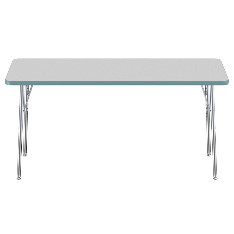 Table rectangulaire d'activité rectangulaire avec pieds réglables, Gris / écume de mer, Roulement pivotant standard