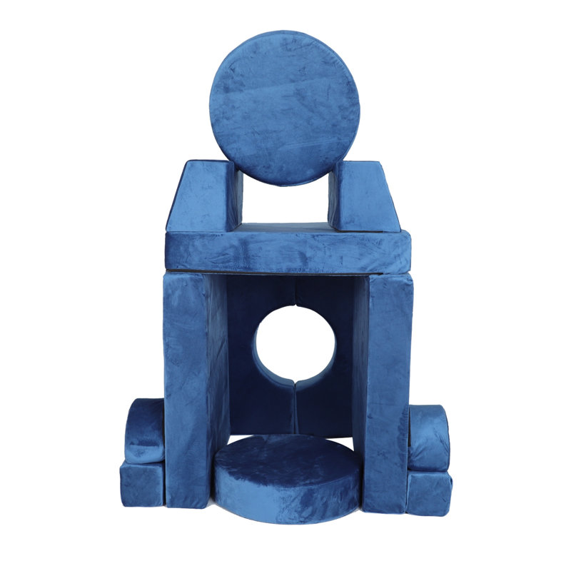 Canapé modulaire 14 pièces pour enfants - Canapé modulaire en mousse convertible bleu pour tout-petits et enfants, Bleu