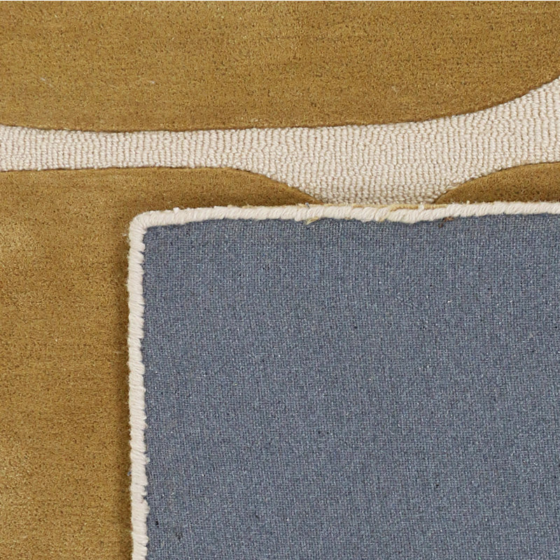 Brick Road Geometric Area Rug in Mustard Yellow/Ivory, Rectangle 9' x 12'