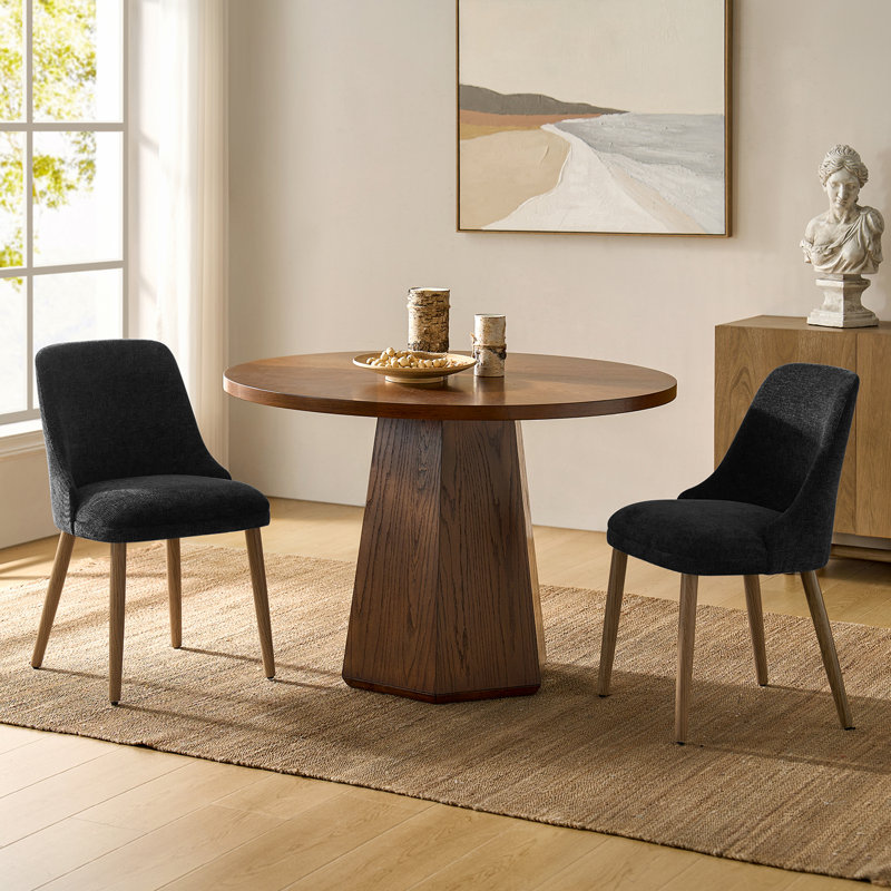 Kanalu Upholstered Side Chair with Solid Wood Legs (Set of 2) , Black