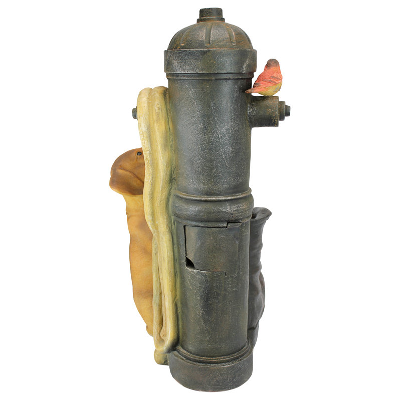 Fire Hydrant Pooch Garden Fountain with LED Light