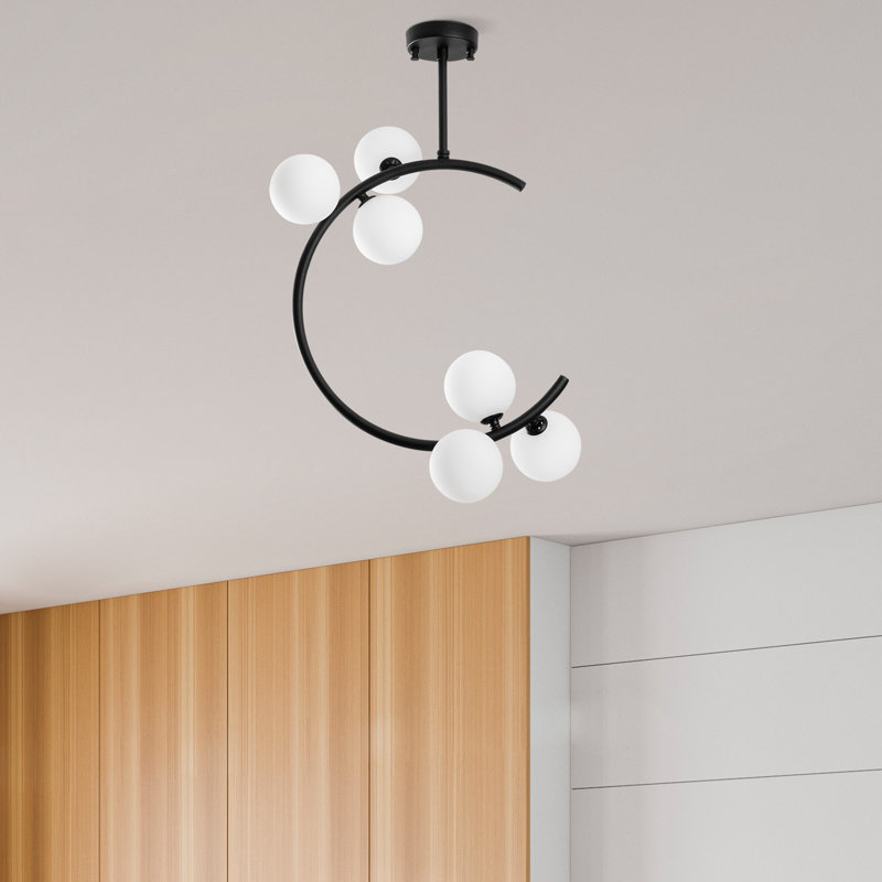 Élégant lustre en métal noir de 19,7 po x 11,8 po x 25,6 po | 6 x douilles G9 (8 W maximum) | Corps en métal durable, classé IP20 | Parfait pour la salle à manger, le salon et le vestibule | Luminaire élégant pour les maisons modernes