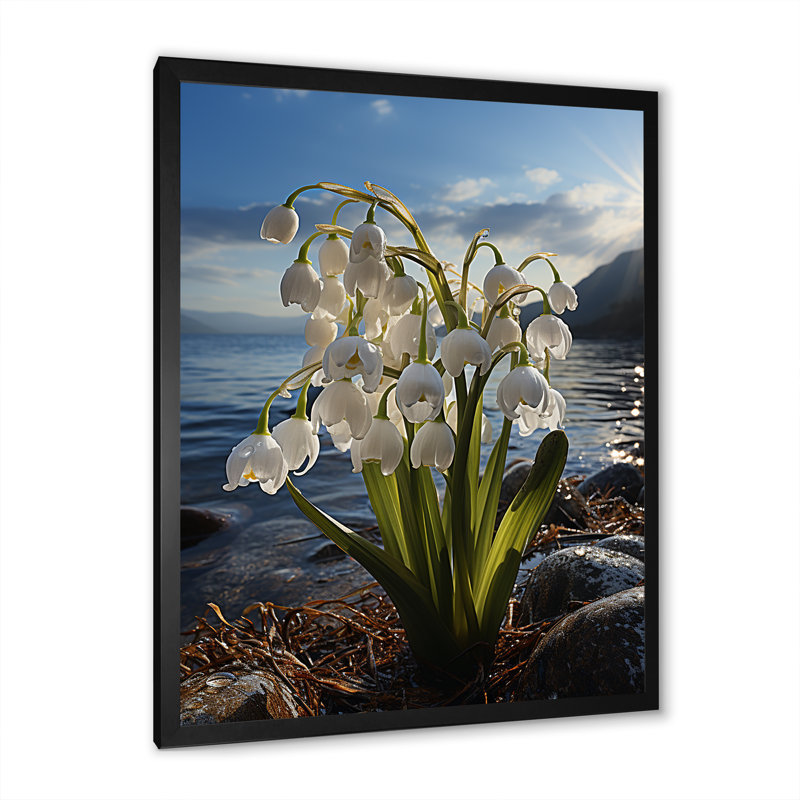" Snowdrops On The Beach ", Black Single Picture Framed, 32" H x 16" W x 1" D