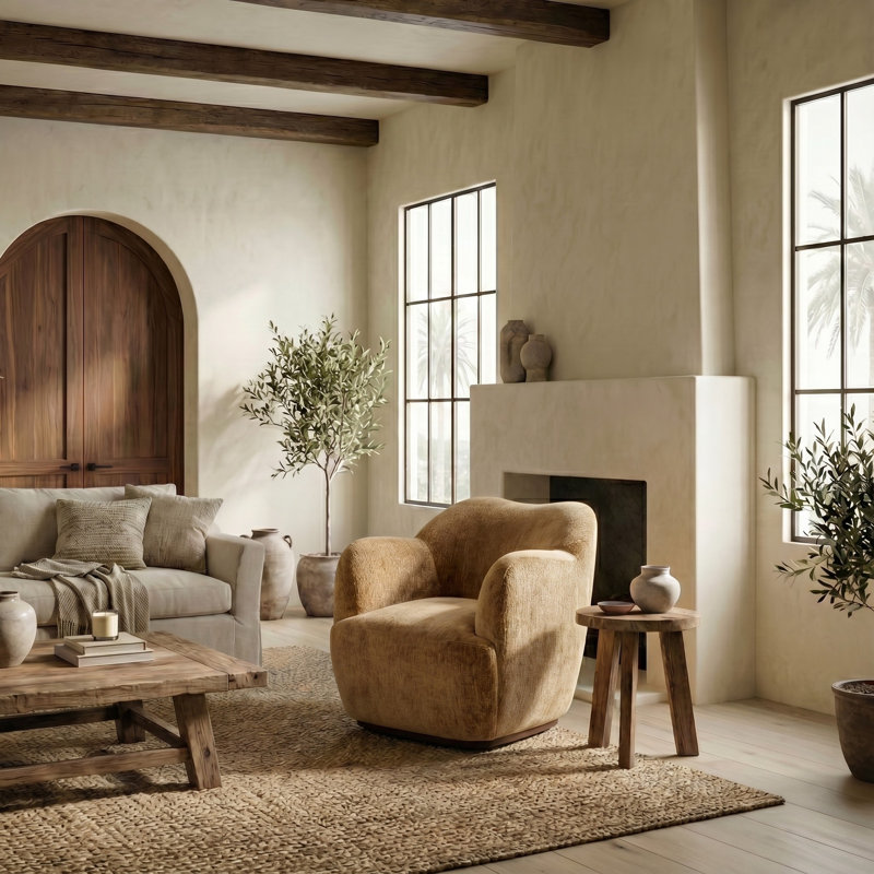 Chaise pivotante élisandra en chenille, Chenille ambre