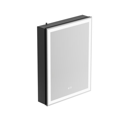	Frameless LED Lighted Bathroom Medicine Cabinet with Dimmable Light, Tempered Glass, Build-in Outlet