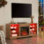 Console de foyer électrique pour téléviseur, grand espace de rangement, chêne, support 62 po, support réglable avec 21 couleurs de flammes avec foyer, flamme réaliste, charge, armoire, chêne 58 po