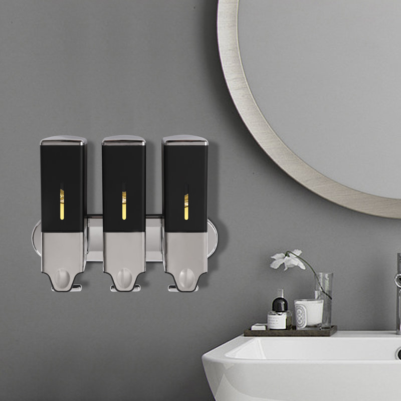 Distributeur de savon triple mural, Noir