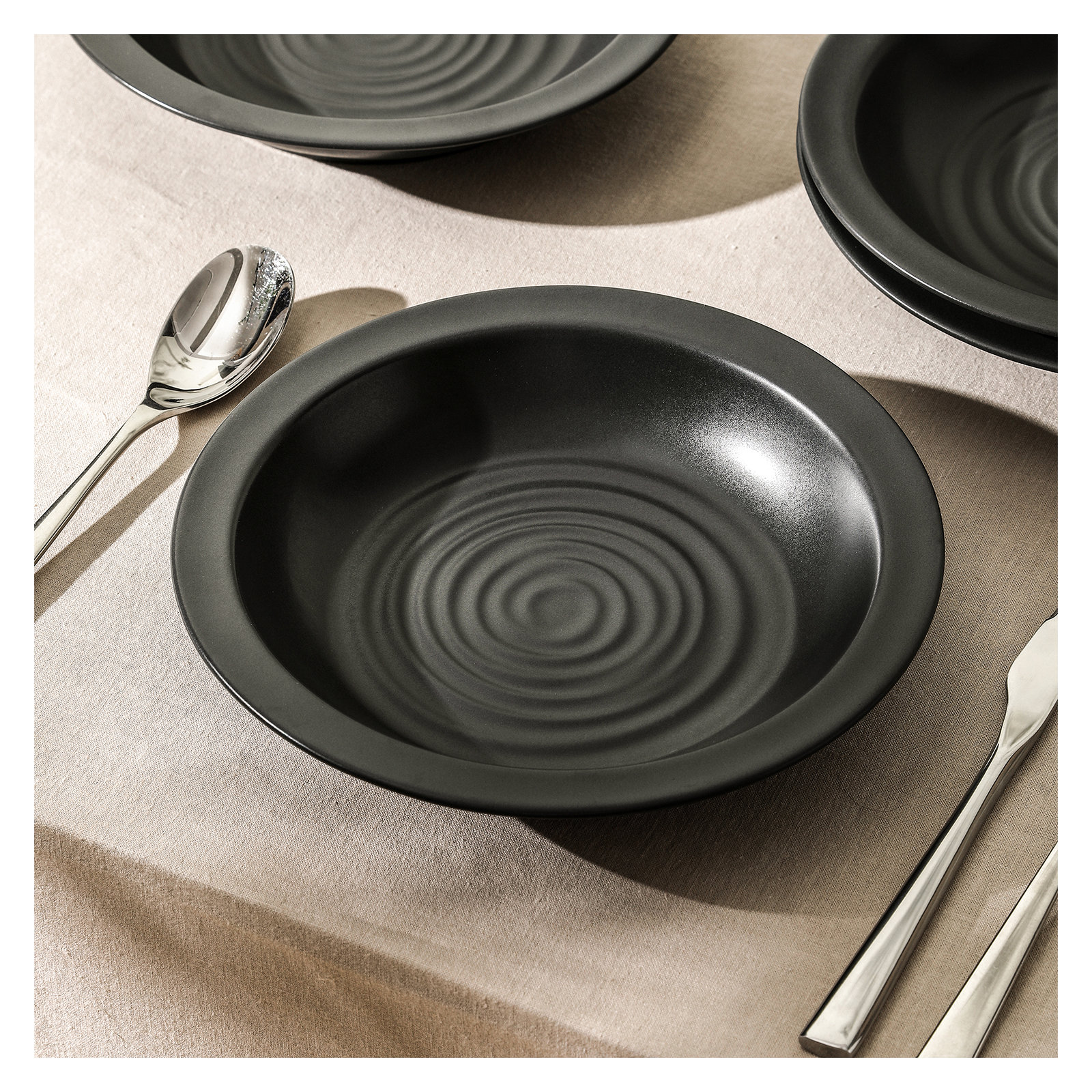 Stone Lain Orbit 12-Piece Dinnerware Set Stoneware, Black