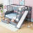 Twin Over Full Bunk Bed With Built-In Slide, Storage Shelves-320699726