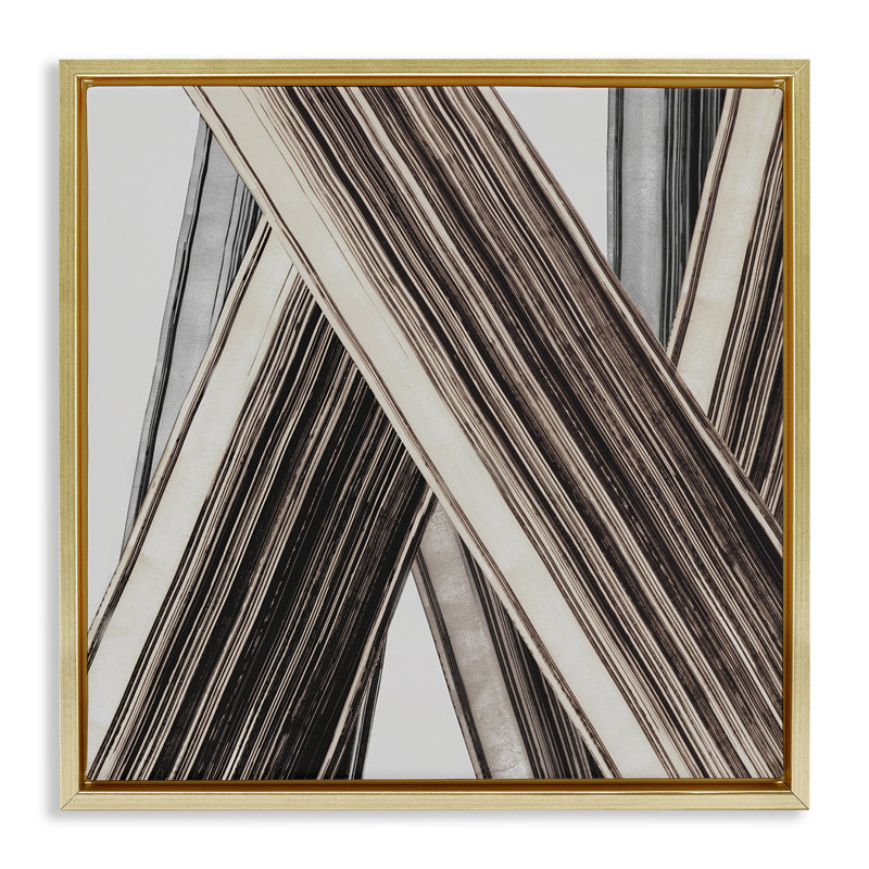 «Intersecting Lines Abstract», art mural encadré flottant par PI Studio, Cadre flottant métallique doré, H 25 po x l 25 po