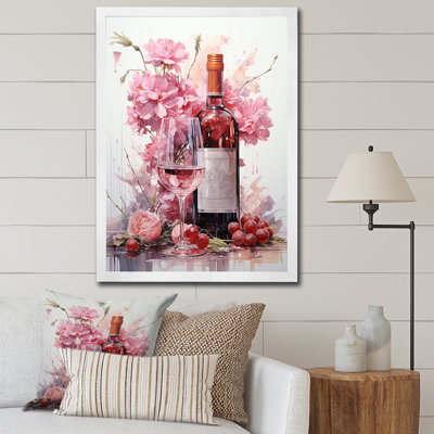 Serenity Pastel Pink Wine Blooms - Art mural vin