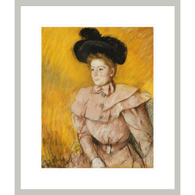 «Woman in a Black Hat and a Raspberry Pink» par Mary Cassatt - impression giclée encadrée