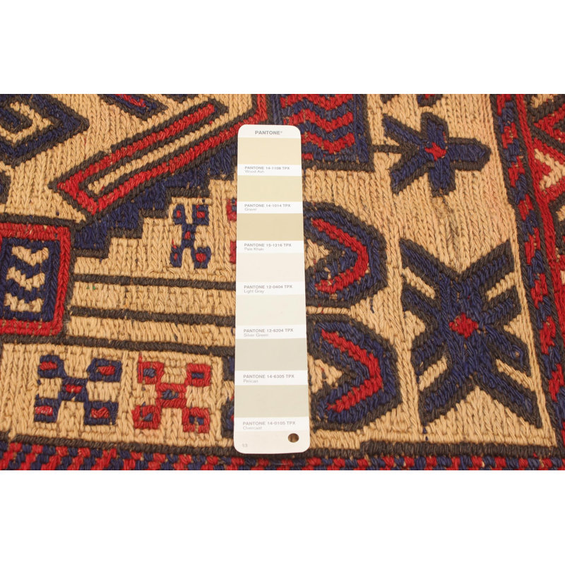 Tapis kaki clair noué à la main de conception unique 6 pi 8 po x 9 pi 5 po Jo-Anna