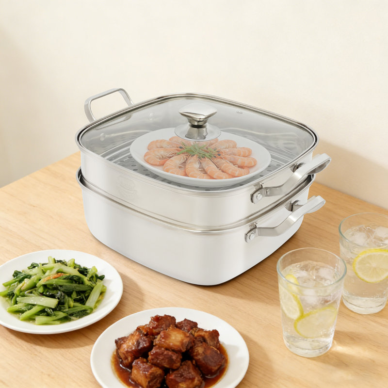 2-Tier Steamer Pot with Lid, 2-Tier