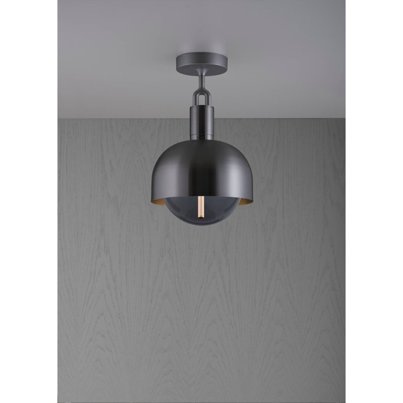 1 - Light Semi Flush Mount, 5.9" H x 9.84" W x 9.84" D, Gun Metal/Smoked