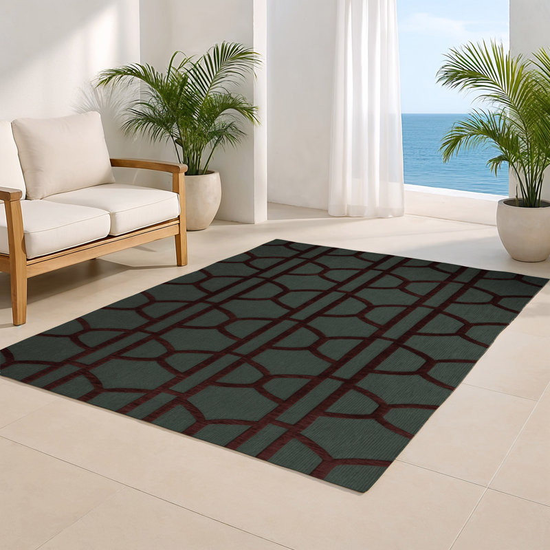 Tapis gris intérieur et extérieur Trellis, Rectangulaire 8 pi x 10 pi