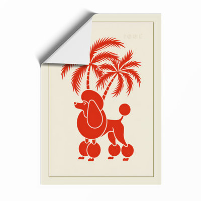 Poodle Under Palms Mid-Century - Framed Print