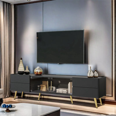 Bronis Modern TV Stand with LED lights, 4 Drawers and 1 Cabinet -  Mercer41, C2A2F8DC9D234811B0F3A30D4955A3E6