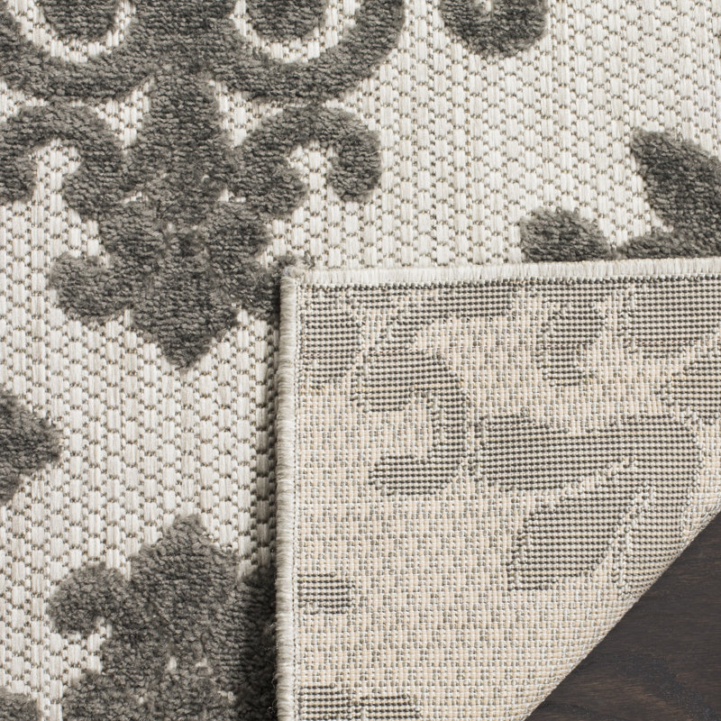 Liv Hooked Indoor/ Outdoor Cream/Grey Rug, Rectangle 243 x 340cm