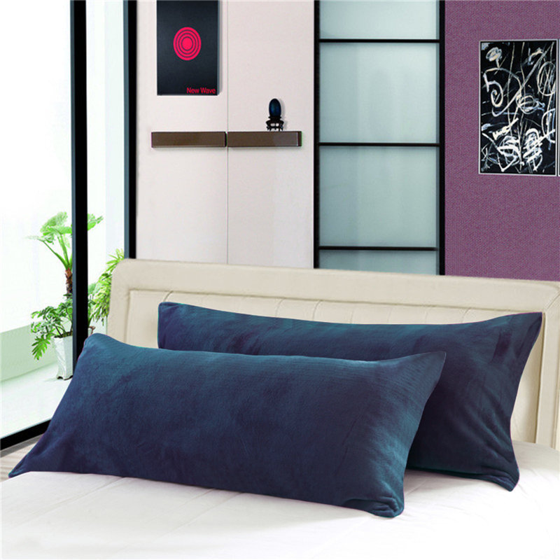1 Pack Body Pillow Cover, Zippered Luxury Fuzzy Flannel Pillowcase, 20x54 Inches - NTBAY, Navy Blue