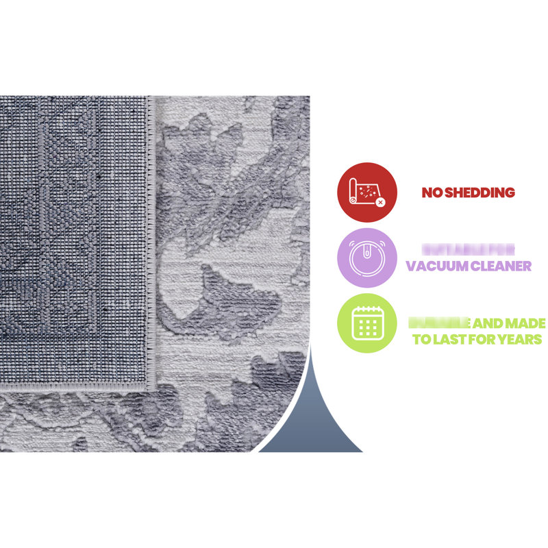 Tapis gris / argenté 5X7 par Loom & - doux au toucher, teinté, ne perd pas ses poils