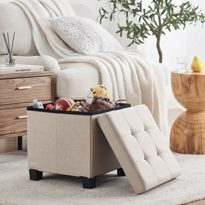 Cube carré pliable Pehrson, Beige