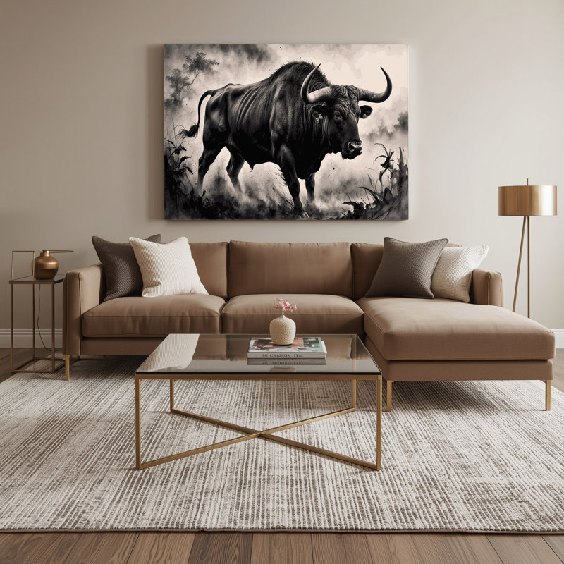 Wildlife Gaur Gray Canvas Wall Art, 11" H x 14" W