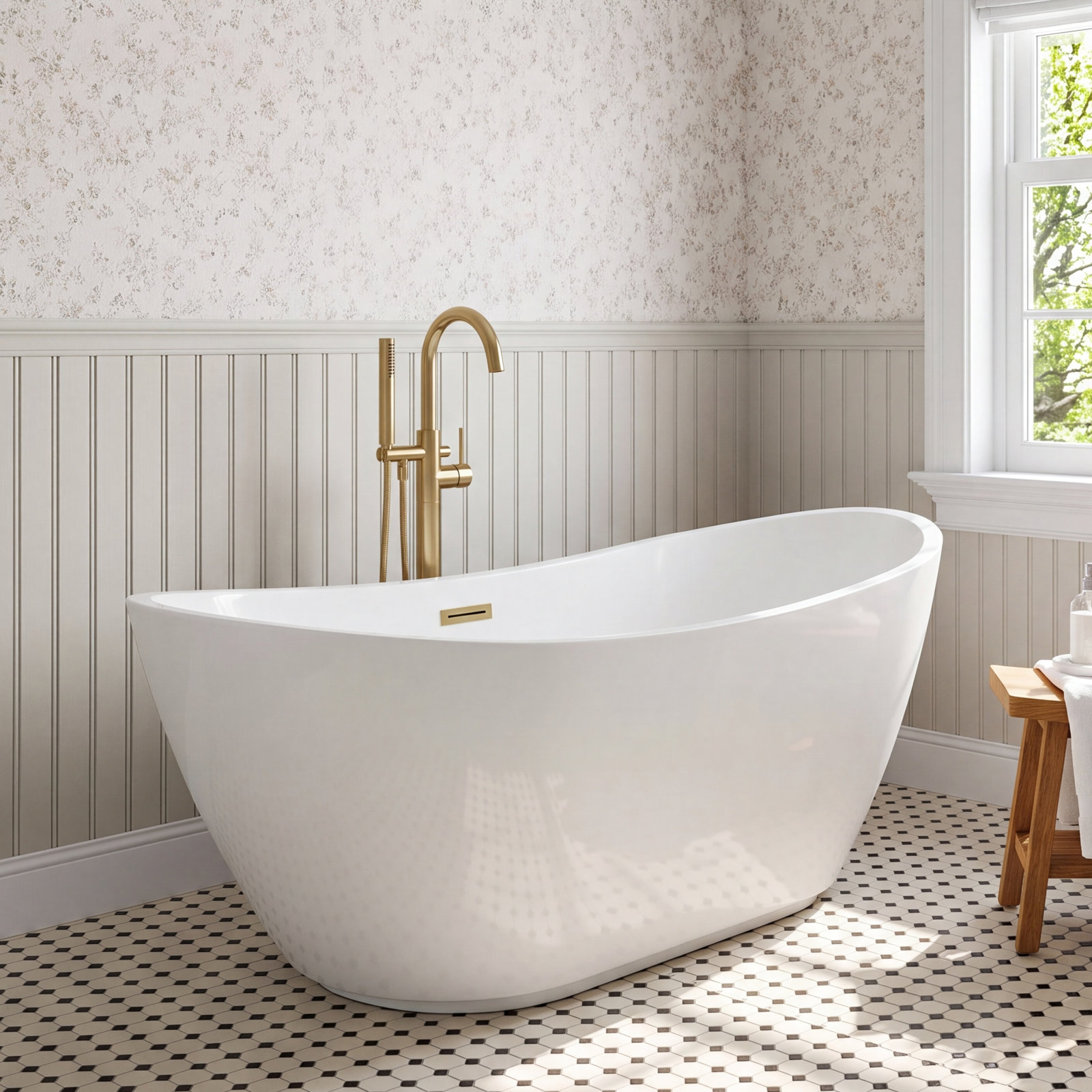 Labrusca 67'' Soaking Bathtub, Brushed Gold