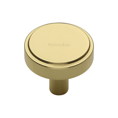 Heritage Brass Cabinet Knob Stepped Disc Design