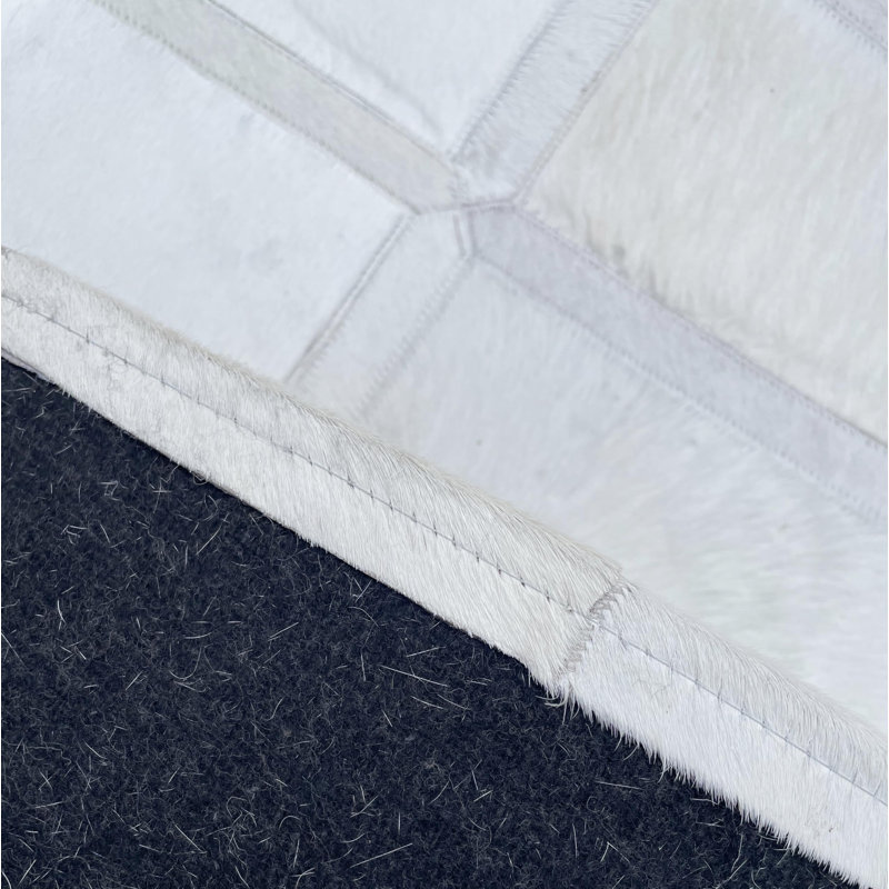 Tapis moderne en peau de vache à motif géométrique en peau de vache beige 10 x 13 pieds Patchwork