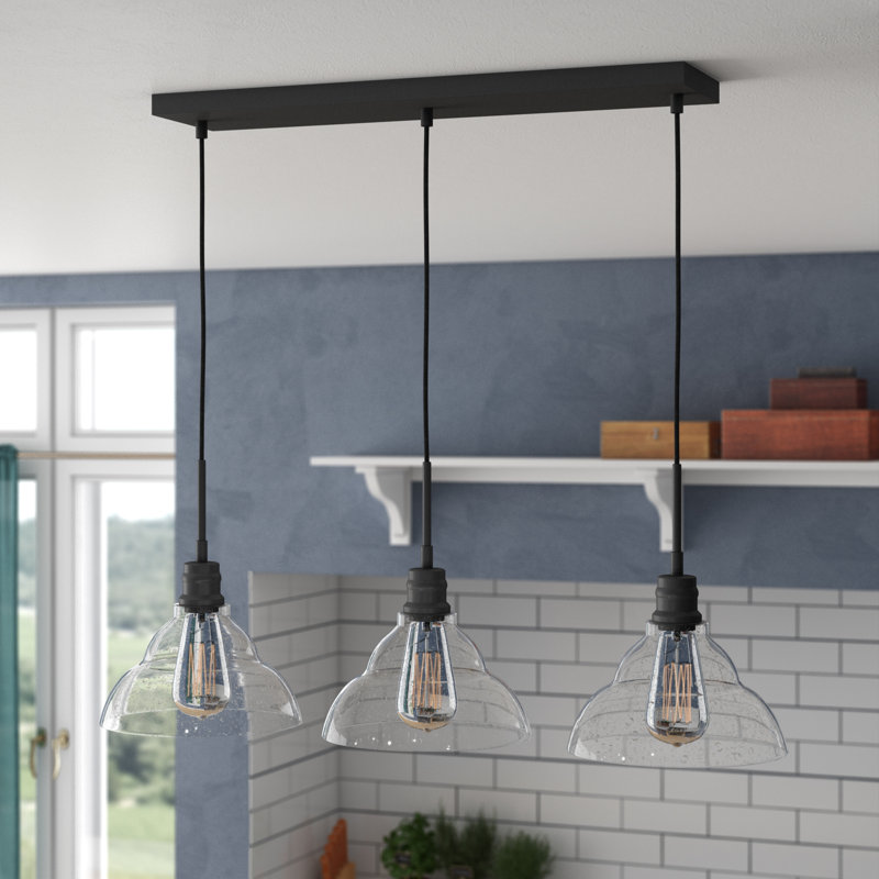 Manoel 3-Light Dimmable Kitchen Island Pendant, Black
