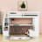 Full Wood Loft Bed With Desk, Shelves, And 2 Drawer Storage Staircase-1742344192
