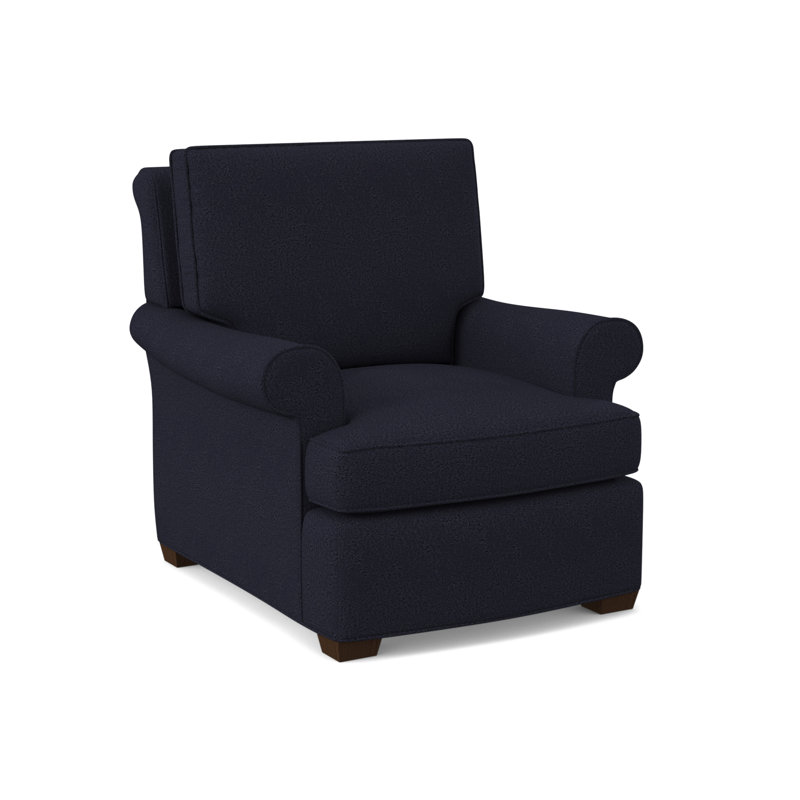 Chaise Manning, 100 % polyester bleu marine Venise, Noyer noir