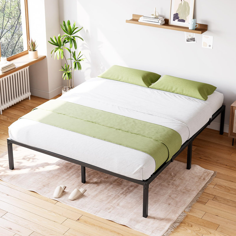 16 Inch Queen Bed Frame No Box Spring Needed, Heavy Duty Metal Platform Bed Frame Queen Size for Bedroom Easy Assembly, Noise Free, Black, Queen