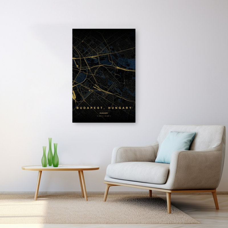 Budapest Contemporary City Wall Art Print, 48" H x 32" W