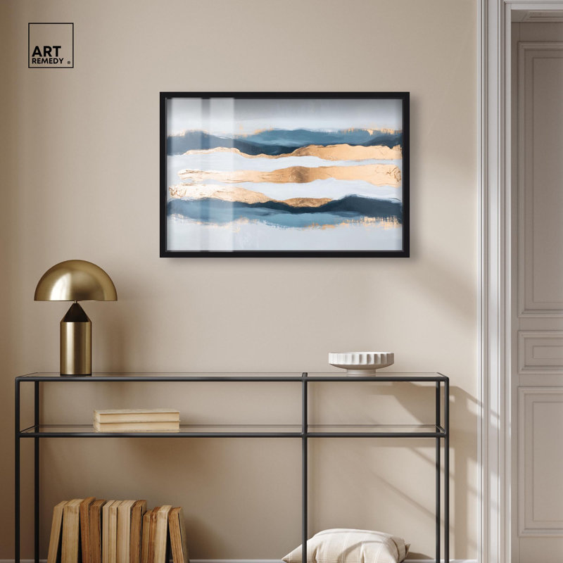 «Blue Ridge II Shadowbox», art mural bleu par Art Remedy, H 21 po x l 31 po, Noir