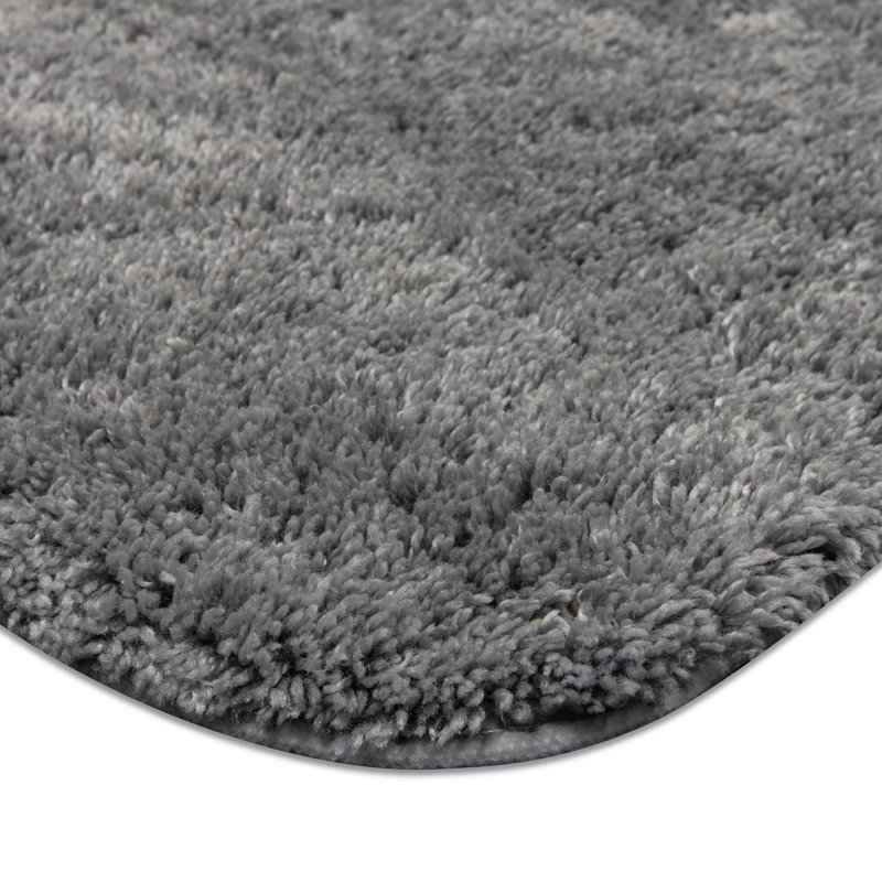 Pirates Well Washable Polyester Non-Slip Stain/Fade Resistant Solid Contour Bath Mat, Chrome