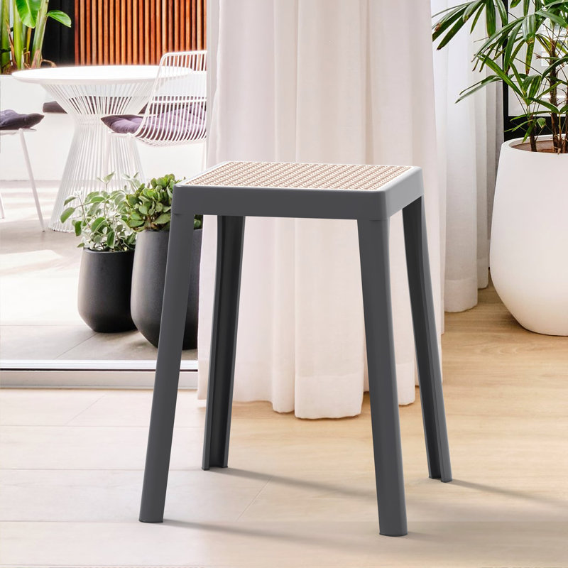 Tabouret carré en plastique empilable Dantoni, Gris