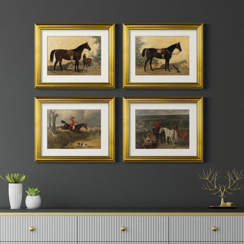«Vintage Animal IV», ensemble de 4 reproductions encadrées