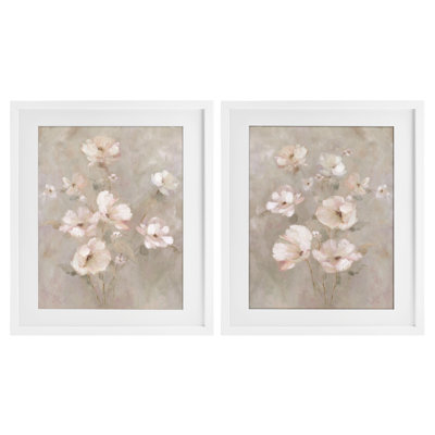 Arranged Blush Blossoms, ensemble de 2 reproductions encadrées sous verre, par Carol Robinson