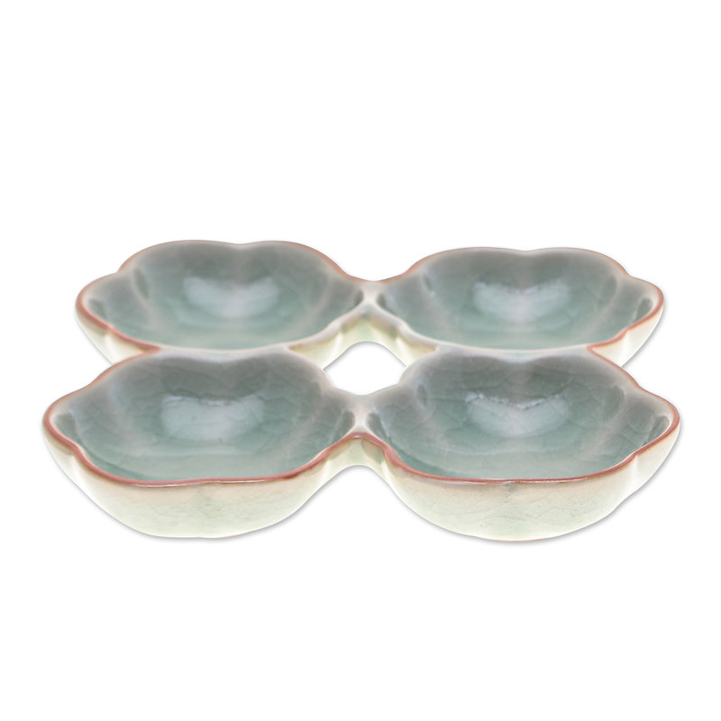  Handmade Lotus Treats Celadon Ceramic Appetizer Plate