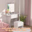Ensemble de coiffeuse pour petit espace avec tables d'appoint pliables et miroir à DEL