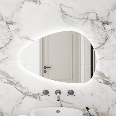 Miroir de salle de bain moderne à DEL irrégulier, température de couleur réglable
