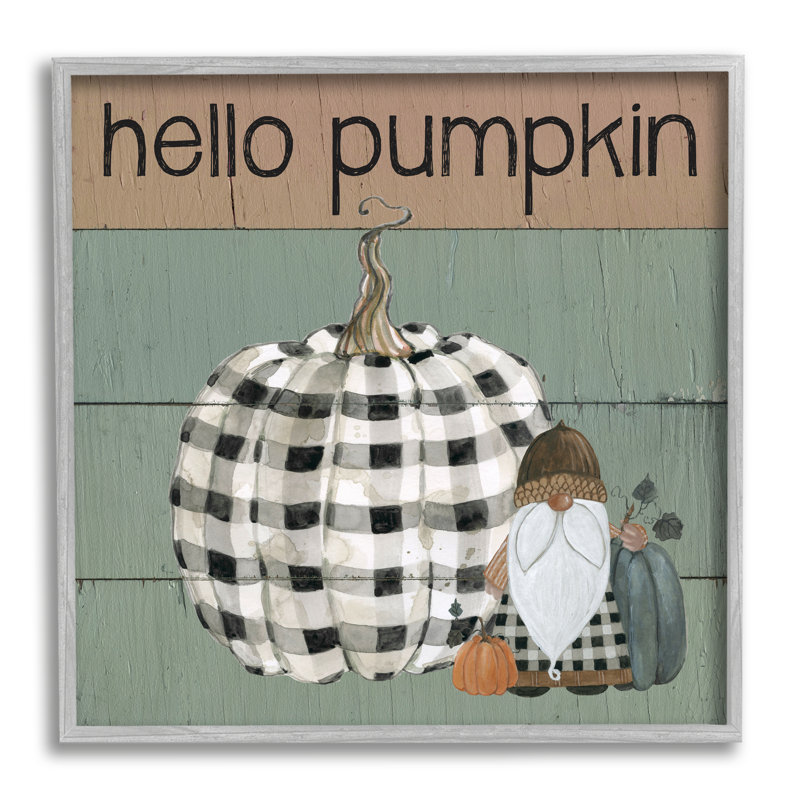 Gnome écossais «Hello Pumpkin», Estampe numérique Farmhouse, H 12 po x l 12 po x P 1,5 po