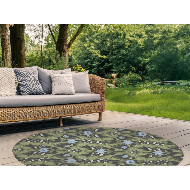 Tapis d'extérieur Ogee Leaf, Rond 5 pi