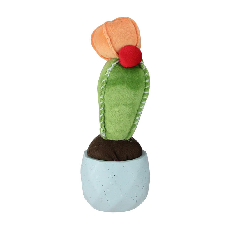 Décoration de table de style cactus en pot bleu à fleurs artificielles 9,75 "